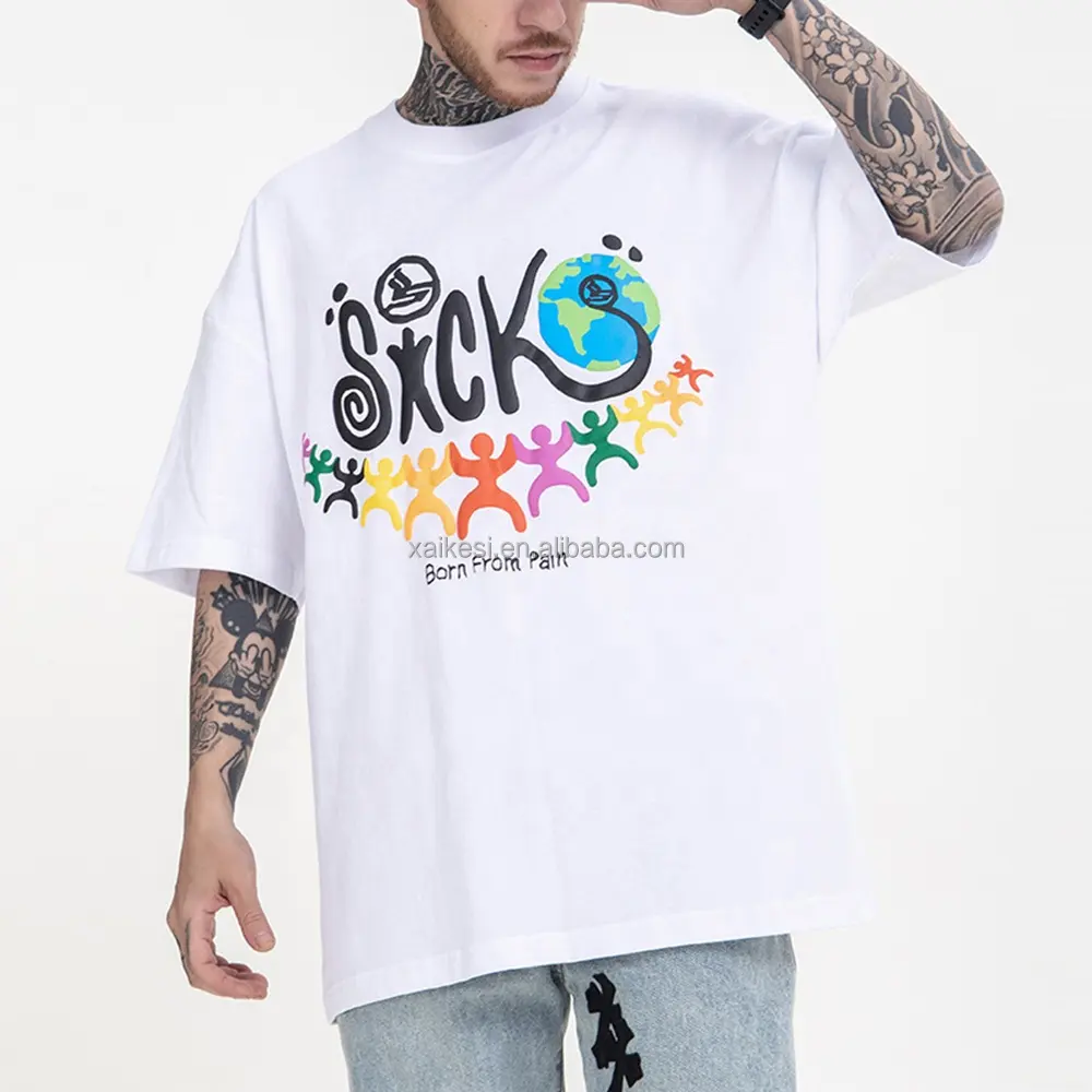 2024 yeni varış erkek t-shirt streetwear erkek gömlek baskılı grafik Vintage özel artı boyutu erkek damla omuz kalın