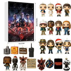 Calendario de Adviento de Navidad de <span class=keywords><strong>Stranger</strong></span> <span class=keywords><strong>Things</strong></span>, 24 Piezas/Juego, Caja Sorpresa, Colgante Acrílico para Mochila con Diseño de Árbol de Navidad - Product Image 5