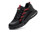 Chaussures décontractées multifonctionnelles printemps-automne en cuir véritable, respirantes, avec coussin d'air en plastique souple, amortissantes, embout en acier
