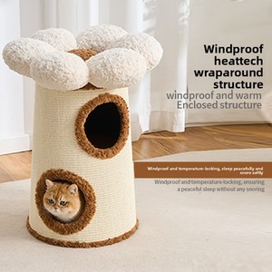 Structure d'escalade pour <span class=keywords><strong>chat</strong></span> intégrée avec nid et griffoir, design compact à deux niveaux en sisal pour petits appartements - Product Image 4