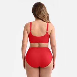 Maillot de bain deux pièces à col <span class=keywords><strong>en</strong></span> V avec cordon de serrage latéral et contrôle du ventre pour femmes, vente <span class=keywords><strong>en</strong></span> gros - Product Image 4