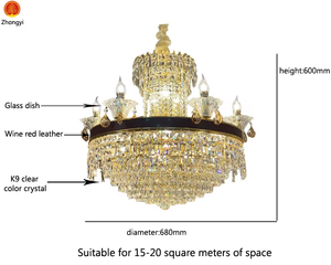 Lampadario a LED in Cristallo Zhongyi Gold, Struttura in Ferro e Vetro, Multi-Materiale, Misura Media, Illuminazione Universale 110-240V - Product Image 5