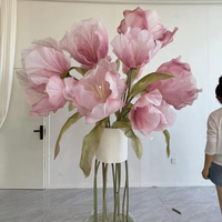 Installations de scène de mariage, bouquets de tulipes géantes artificielles en organza de soie, couleur et taille personnalisées, écologiques, durables pour la décoration