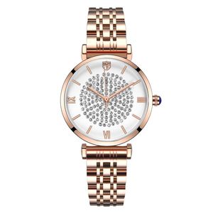 Nuovo arrivo di shopping on-line del diamante della signora di <span class=keywords><strong>orologi</strong></span> impermeabile della vigilanza dei monili di oro rosa minimalista delle donne della vigilanza orologio da polso - Product Image 1