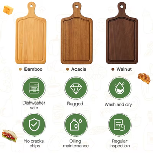 Ensemble de planches à fromage en bambou en gros, planches de service et de découpe en bois, <span class=keywords><strong>mini</strong></span> planches à charcuterie avec poignée, plateau à collations, pain et fruits avec logo - Product Image 3