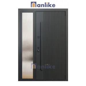 Porta de alumínio para casa, grelha principal de estilo australiano, fechadura inteligente, porta de segurança frontal externa para casas