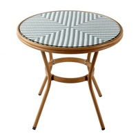 Table de salle à manger ronde en aluminium de rotin de jardin de meubles de café en osier de patio extérieur moderne