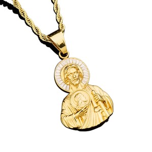 Pingente de Coração Sagrado de <span class=keywords><strong>Jesus</strong></span> em Ouro 18K com Revestimento em Aço Inoxidável, Colar de Moda Religiosa para Homens - Product Image 1