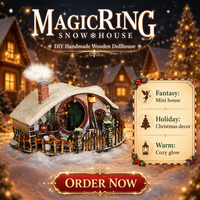 Hamaileon MagicRing Snow House Christmas Dollhouse Kit DIY Wooden 3D Puzzle Cozy Winter Cottage Decor Gift for Adults Puzzle