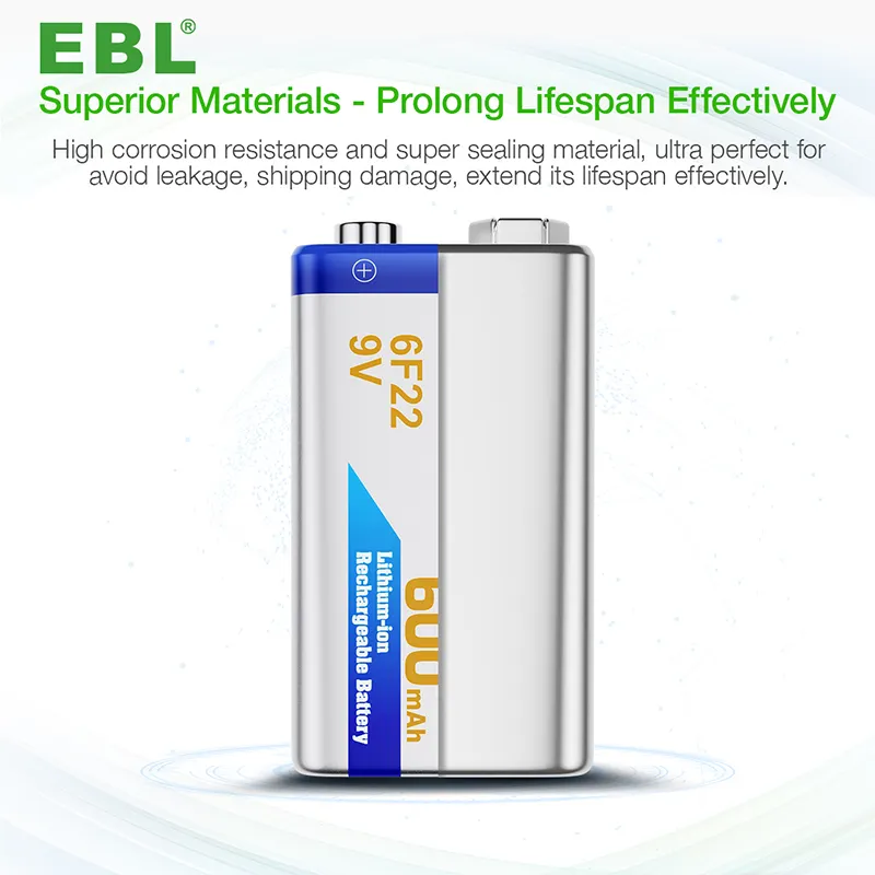 EBL 9 וולט סוללות סוללה נטענת 600mAh סוללת ליתיום יון