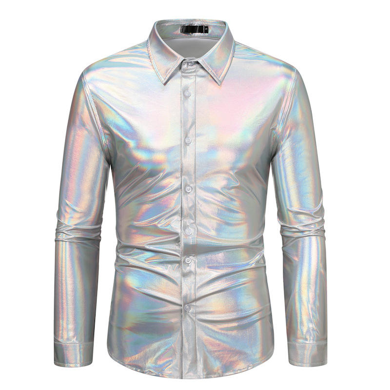 Wholesale Metallic Silver Shirt Men Trendy Stylish - Main Image