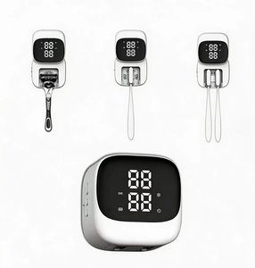 2026 newly designed Hands-free wave induction Automatic open cover <b>LED</b> <b>clock</b> display Toothbrush sanitizers holder - Product Image 1