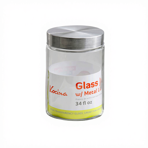 Frasco de Vidrio de 34 oz con Tapa Metálica Modelo GL-2005-34 para Soluciones de Almacenamiento y Organización del Hogar - Product Image 1