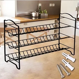 Ensemble d'organisateurs de pots à épices extensibles en acier au carbone à fixer au mur, pour cuisine, vente en gros, personnalisable, best-seller, avec support - Product Image 4