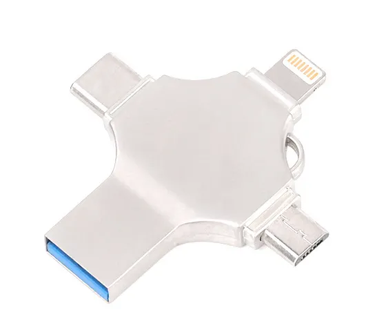 Unidad Flash USB 2020 4 en 1, multifunción, en blanco, OTG, con logotipo personalizado, 3,0