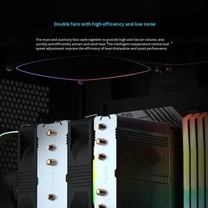 ชุดระบายความร้อนซีพียู Yajun X800 แบบระบายความร้อนด้วยอากาศ ท่อทองแดง 6 เส้น แบบทาวเวอร์คู่ สำหรับเคสคอมพิวเตอร์ เงียบ 25dBA ไฟ LED หลายสี 66.17CFM แบริ่งอัลลอยด์ C - Product Image 3