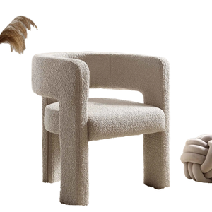 Modern Boucle Lounge <b>Chair</b> <b>Fabric</b> Upholstered Solid Back Leisure Seat Living Room Furniture Contemporary Design Style - Product Image 1