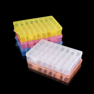 Transparent Plastic Jewelry <b>Box</b> 24 Grids Double Locking Compartment Organizer For <b>Storage</b> And Display <b>Blue</b> White Orange Pink - Product Image 2