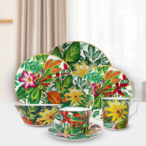 Tropisches Regenwald-Design Geschirr-Set Keramik Servierschale Kaffeetasse Bone China Teller Hotel-Teller Becher Tasse & Untertasse - Product Image 5