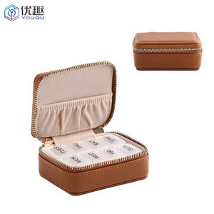 Aangepaste Pu Lederen Mini Reis Rits Pil Organizer Case Modieuze 7 Dagen Wekelijkse Pillendoos - Product Image 1