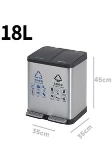 45L Đứng Ba Thùng Rác Có Thể Lưu Trữ Xô Thép Không Gỉ Tái Chế Thùng Nhấn Loại Bước Đạp 10Gallon Thân Thiện Với Môi - Product Image 3