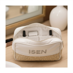 Bolsa de Maquillaje de Paja Tejida Personalizable <span class=keywords><strong>ISEN</strong></span> Neceser de Viaje para Mujer Organizador de Cosméticos - Product Image 2