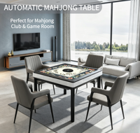 Table de Mahjong Automatique Électrique avec Nappe Personnalisée, 4 Joueurs, Silencieuse, Faible Bruit, Durable, 2-en-1 pour Salle à Manger et Salle de Jeu
