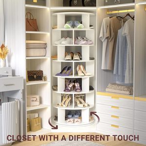 Ou Shumei 7 Tier Rotating <b>Shoe</b> Rack Space Saving Storage Freestanding Multi Story <b>Shoe</b> Organizer With Handbag <b>Display</b> - Product Image 5
