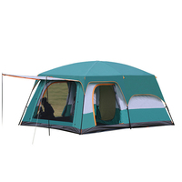 Tente de camping multi-personnes quatre saisons à double couche avec deux chambres et un salon, design pliable et imperméable en tissu Oxford