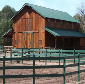 Poste de Pvc y valla de caballo de riel para <span class=keywords><strong>estad</strong></span>ías ecuestres tradicionales Cerca de caballo de alambre revestido negro - Product Image 5