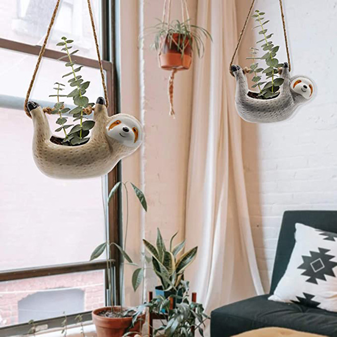 Ceramic Garden Planter - Sloth Planter for Indoor/outdoor