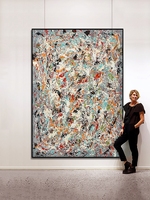 Peinture abstraite Pollock peinte à la main sur toile de lin, grande œuvre d'art moderne sur toile, sans cadre, décoration murale pour chambre à coucher, livraison directe OEM