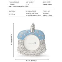 Cadre photo en métal pour enfants, plaqué argent, émail, 2x2 pouces, avec strass, pour photos de bébé, cadeau de 1er anniversaire, cadeau de baby shower