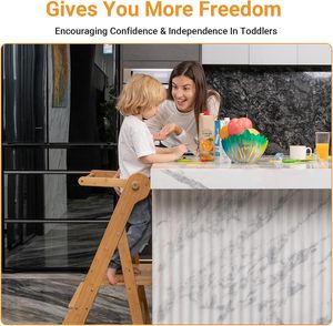 Torre de aprendizaje plegable para niños pequeños, taburete plegable de altura ajustable para cocina infantil - Product Image 2