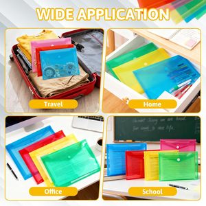Clear Plastic Envelope <strong>Folders</strong> with Closure A4 Letter Size Waterproof Reusable <strong>for</strong> School Office Home <strong>Documents</strong> - Product Image 3