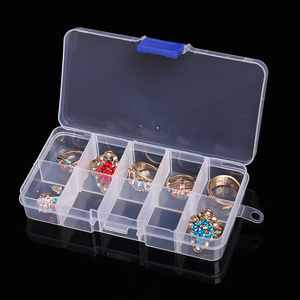 Transparent Plastic Jewelry Storage Box 10 Compartment Detachable With Lid For Rings Organizers Small Size - Product Image 1