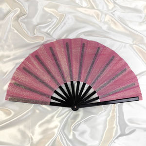 Grande ventaglio di bambù di Glitter pieghevole grande ventaglio con Logo personalizzato stampato per la danza della festa - Product Image 2