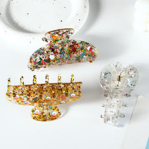 Vente flash - Accessoires pour cheveux mignons et colorés - Pinces à cheveux en acrylique avec diamants, étoiles et lunes - Pinces à cheveux luxueuses et brillantes - Product Image 5