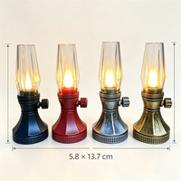 Lampe à pétrole LED miniature 2,28*5,39 pouces avec abat-jour losange, fonctionnant sur piles, sans flamme, pour décoration de Noël et mariages