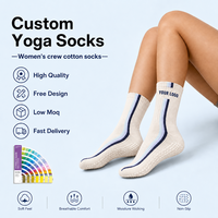 Chaussettes de yoga personnalisées avec logo, OEM, tricotées, respirantes, estivales, dessinées à la main, pour femmes, chaussettes de pilates, 100% coton, antidérapantes