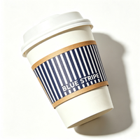 Manchon de tasse jetable en carton kraft ondulé de qualité alimentaire, durable, à motifs variés, pour logo personnalisé, pour tasses à thé et à café, vente en gros