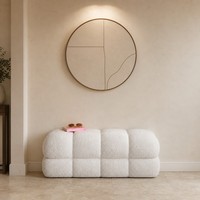 Banc rembourré en chenille minimaliste moderne, ottoman épais et rembourré, utilisation multi-scènes pour salon, chambre et hôtel