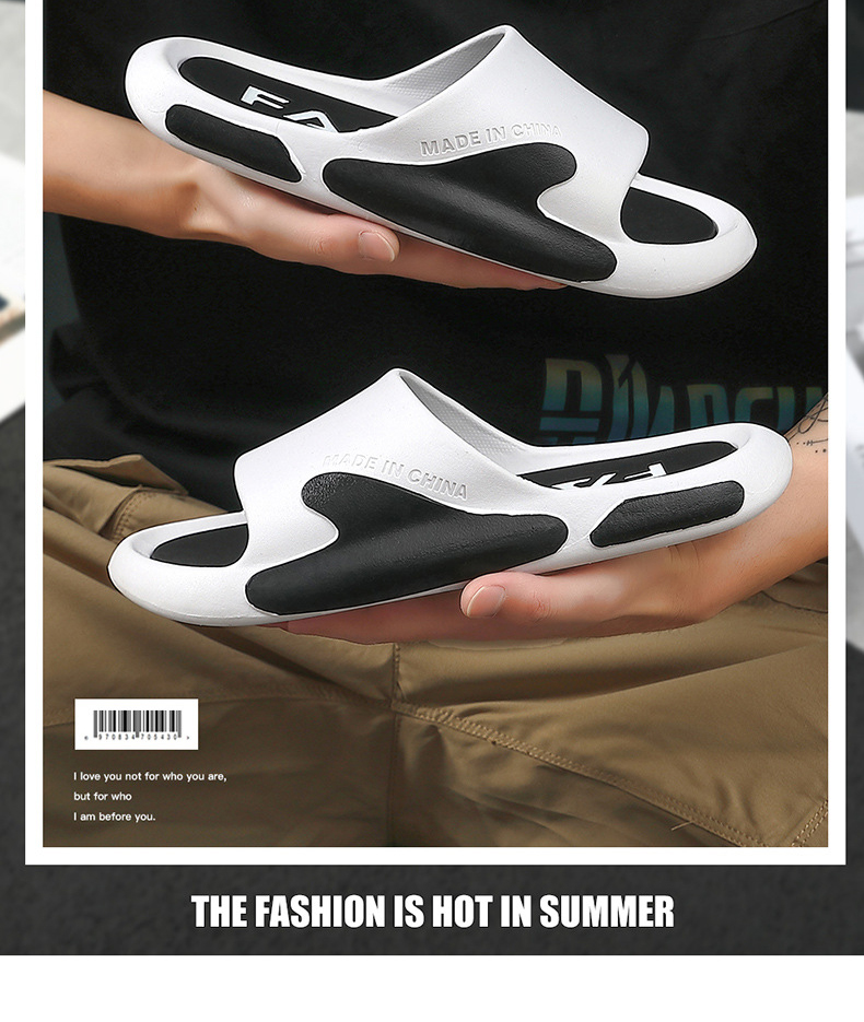 New Fashion Men PVC Slippers Slide Sandals Beach Soft Sole Flat Shoes Home Bath Slipper