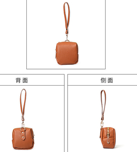 Sac à main chic en cuir souple de qualité supérieure, forme cubique, avec poignée, pour femmes, porte-clés et porte-monnaie - Product Image 3