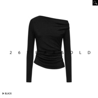 26YEARSOLD Blusa de punto de manga larga con hombros descubiertos para mujer, diseño original, ajustada, estilo básico, ropa de moda 33147-1