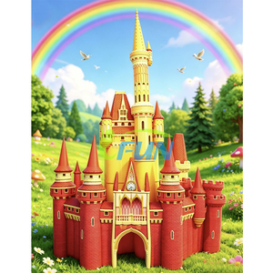 Château gonflable personnalisé sur le thème des contes de fées, décoration de fête en plein air, palais de princesse rose géant pour parc d'attractions - Product Image 1