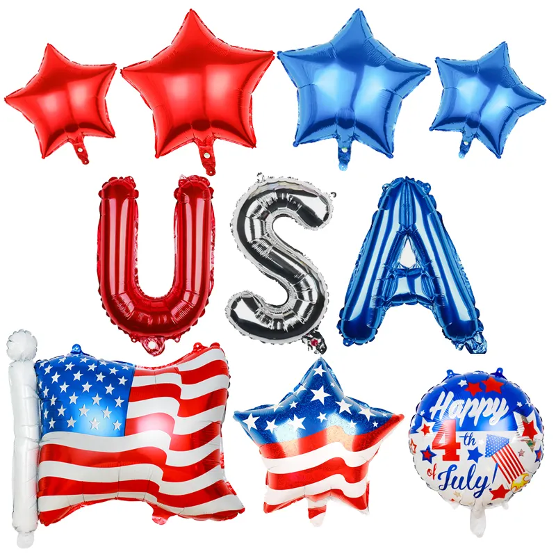 Happy 4th of July Patriotic Independence Day Balloon Decorations USA Letter American Flag Star Patriotic Foil Balloons