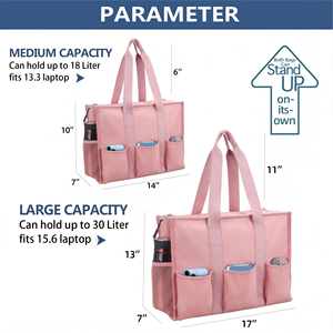 Utility Water Resistant Tote <b>Bag</b> with 13 Pockets, Top Zipper Closure & Thick Bottom Support, for Working Women - Product Image 5