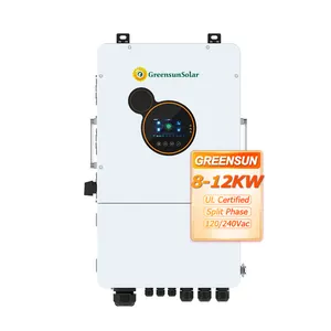 Onduleur hybride Greensun phase divisée 240v/ 120v 8kw 10kw 12kw onduleur de système solaire de réseau hybride prix de gros