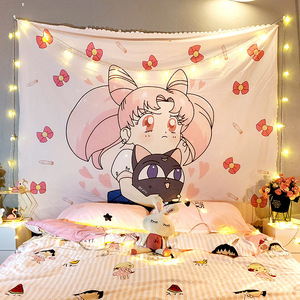 Macramé Anime Kawaii Décoration murale pour <span class=keywords><strong>chambre</strong></span> de fille, <span class=keywords><strong>tapisserie</strong></span> rose, décoration de <span class=keywords><strong>chambre</strong></span> japonaise - Product Image 1